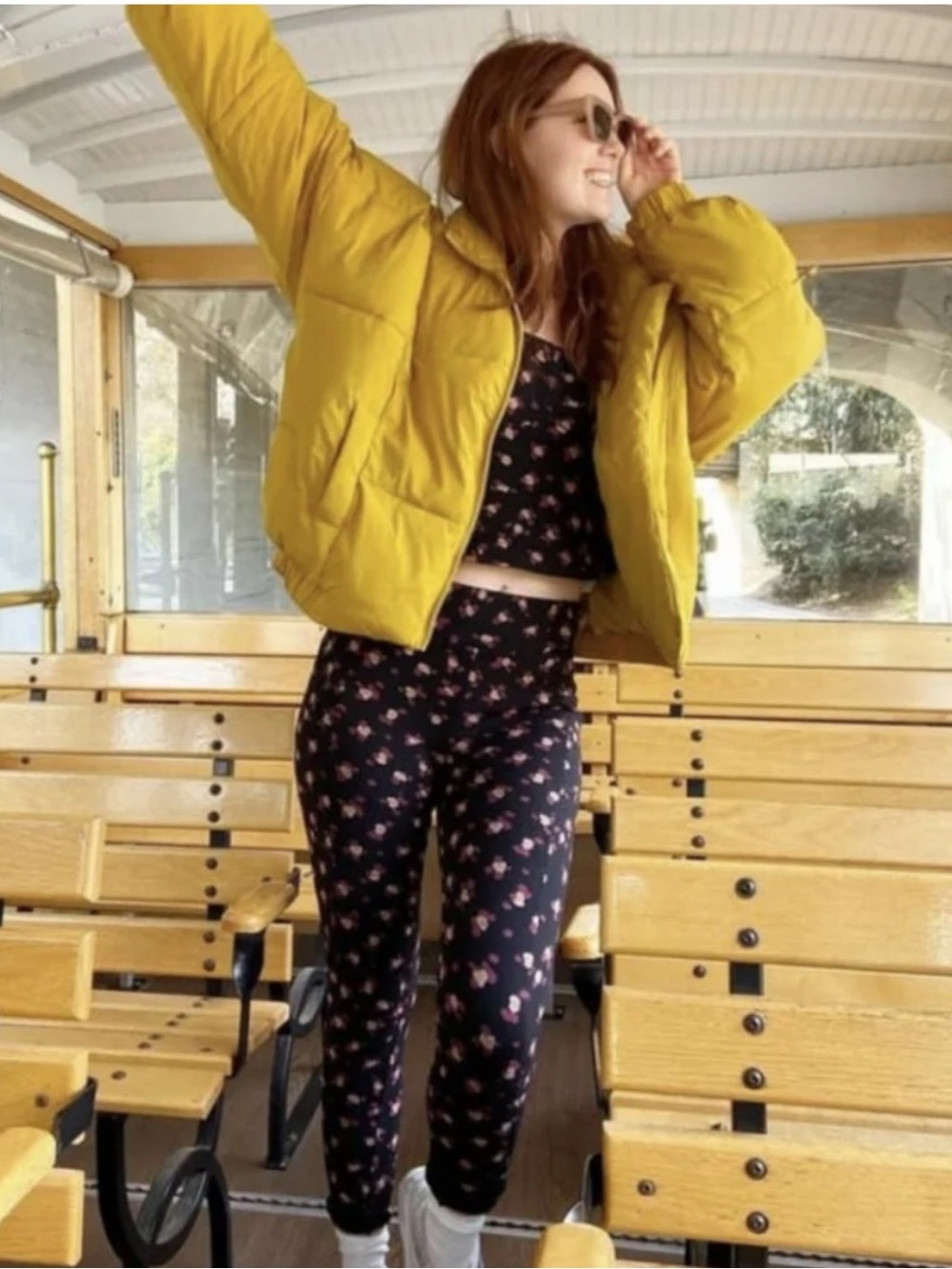 CAbi Printed Lean Legging Flower Burst Ponte Ankle Pants